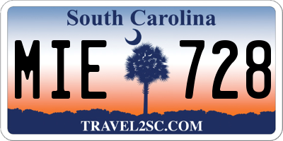 SC license plate MIE728