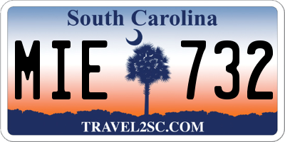 SC license plate MIE732