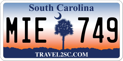 SC license plate MIE749