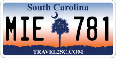 SC license plate MIE781