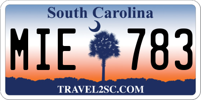 SC license plate MIE783