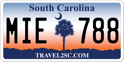 SC license plate MIE788