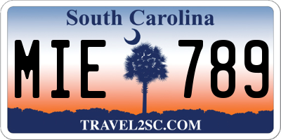 SC license plate MIE789