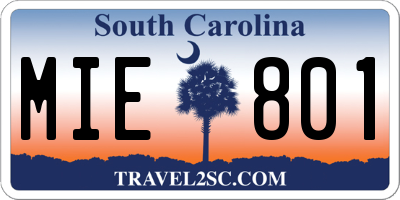 SC license plate MIE801