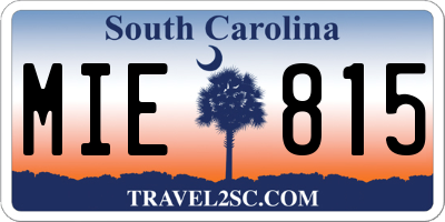 SC license plate MIE815