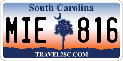 SC license plate MIE816