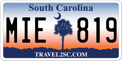 SC license plate MIE819
