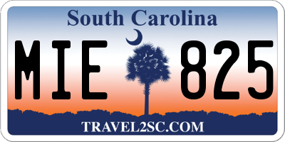 SC license plate MIE825