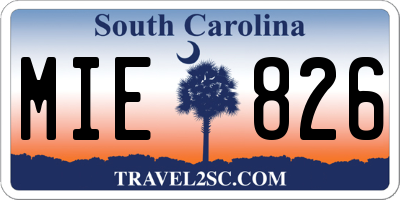 SC license plate MIE826