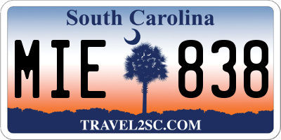 SC license plate MIE838