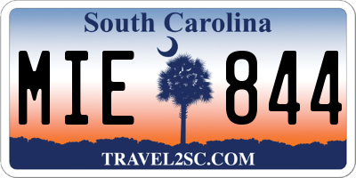 SC license plate MIE844