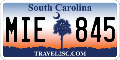 SC license plate MIE845