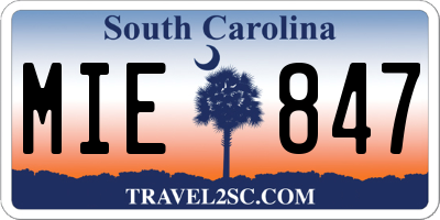 SC license plate MIE847