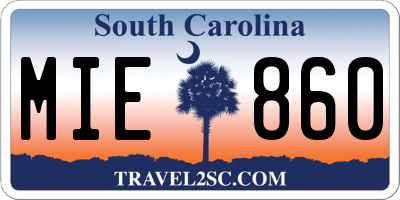 SC license plate MIE860