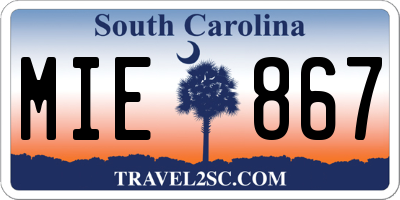 SC license plate MIE867