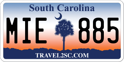SC license plate MIE885