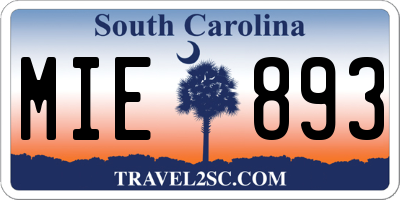 SC license plate MIE893