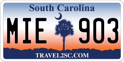 SC license plate MIE903