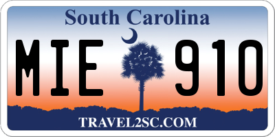 SC license plate MIE910