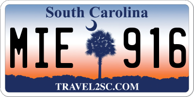 SC license plate MIE916