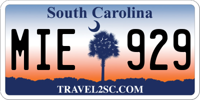 SC license plate MIE929