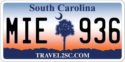 SC license plate MIE936