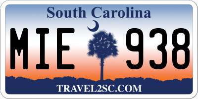 SC license plate MIE938