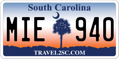 SC license plate MIE940
