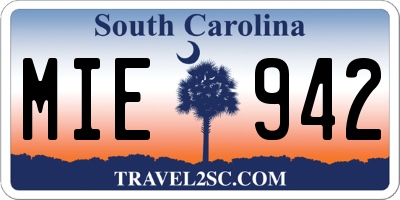 SC license plate MIE942