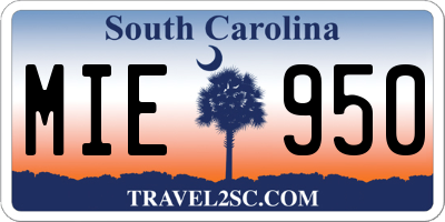 SC license plate MIE950