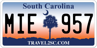 SC license plate MIE957