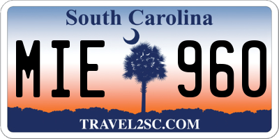 SC license plate MIE960