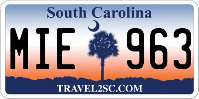 SC license plate MIE963