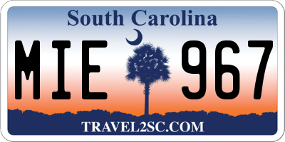 SC license plate MIE967