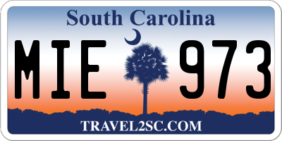SC license plate MIE973