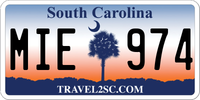 SC license plate MIE974