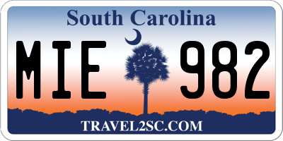 SC license plate MIE982