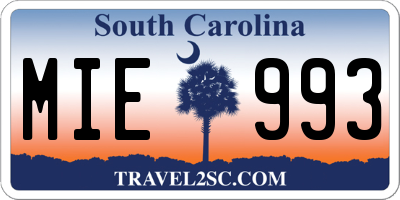 SC license plate MIE993