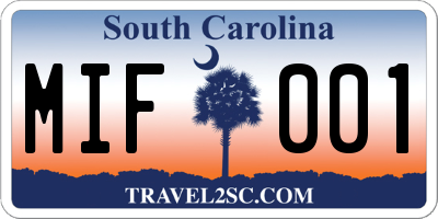 SC license plate MIF001