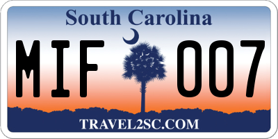 SC license plate MIF007