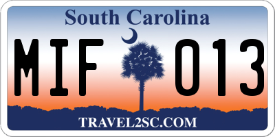 SC license plate MIF013
