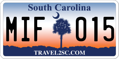 SC license plate MIF015