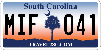 SC license plate MIF041