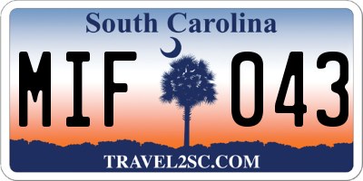 SC license plate MIF043