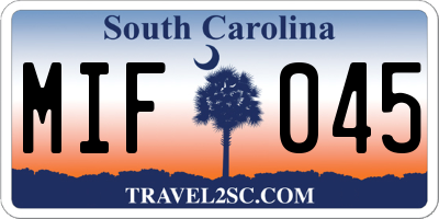 SC license plate MIF045