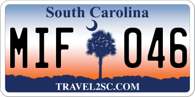 SC license plate MIF046