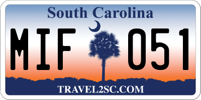 SC license plate MIF051