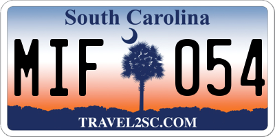 SC license plate MIF054