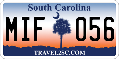 SC license plate MIF056