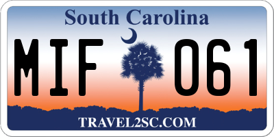 SC license plate MIF061